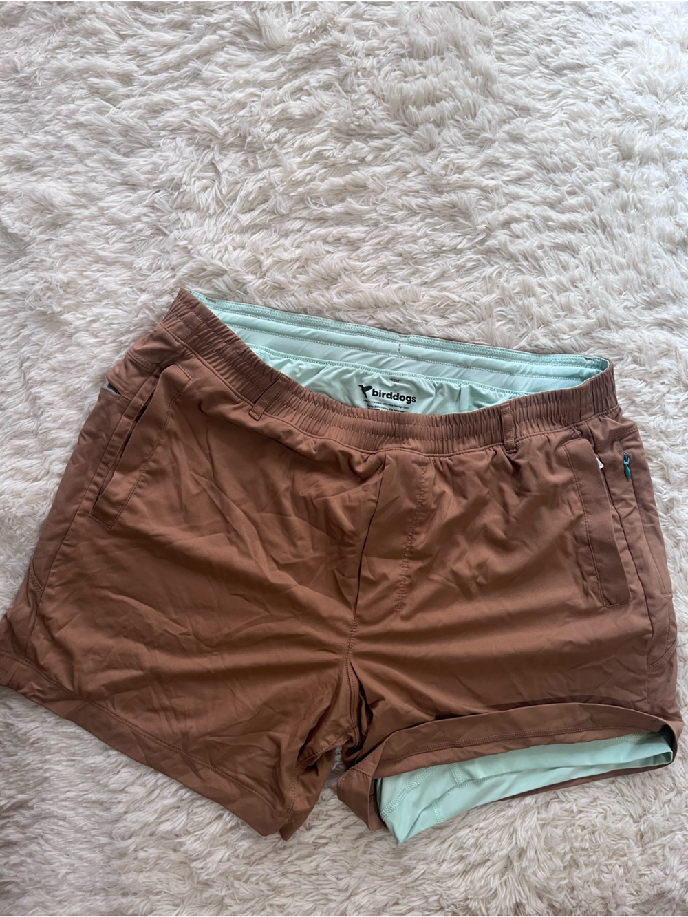 Birddogs Brown Athletic Shorts with Mint Lining